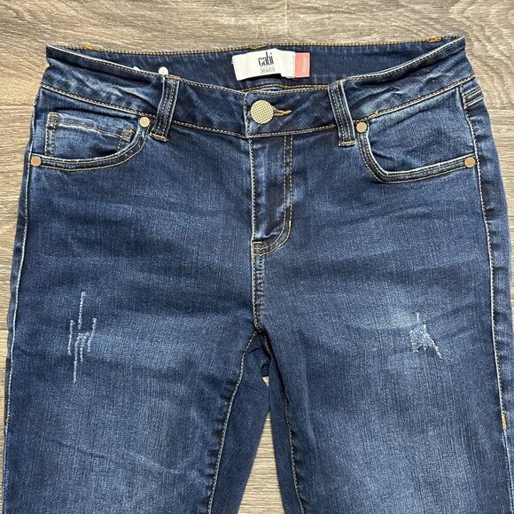 CAbi Jeans Size 4 Style 3752 Original Wash Skinny Denim Dark Wash Distressed - Picture 6 of 12